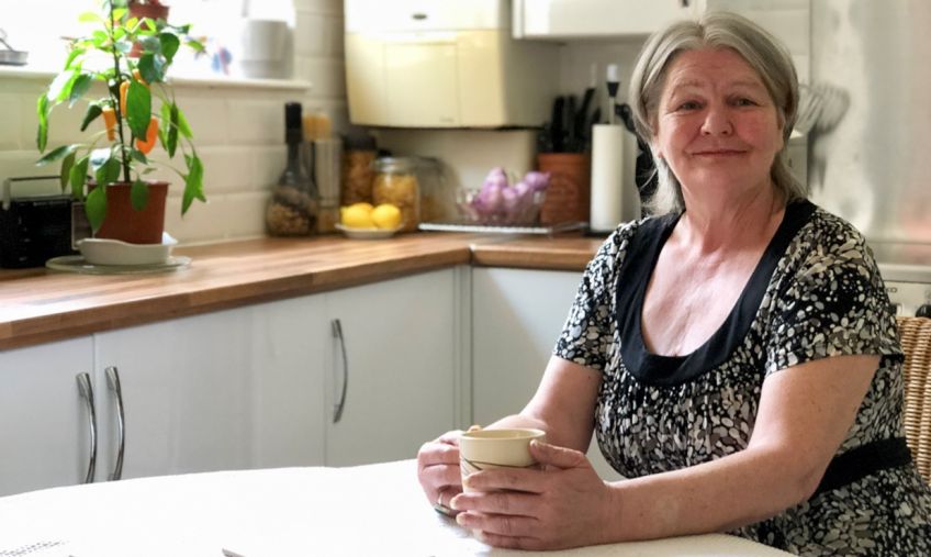 Frances Oswald in her new kitchen